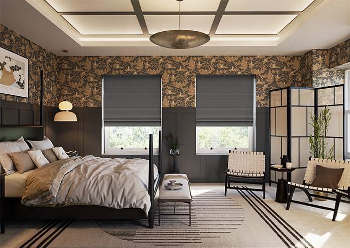 Akoya Faux Silk, Lustre Slate Grey - Motorised Roman Blind - Image 8